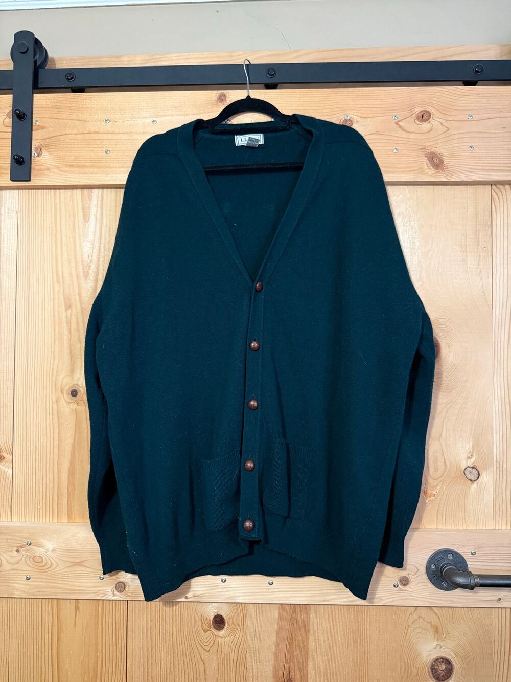 Vintage L.L. Bean Sweater Green 100% Lambswool Cardigan Button XXL Men’s Tall